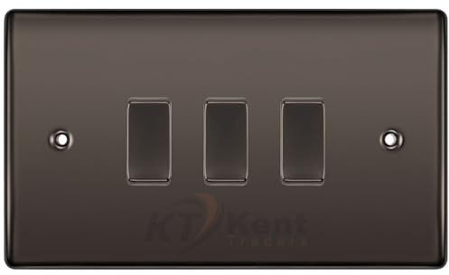 BG Black Nickel 3 Gang light Switch in Double Format Custom Grid Mirror