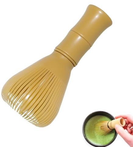 Matcha Besen Plastik,Matcha Besen,Kunstharz Matcha Besen,Bambus Matcha-Schneebesen,Bambusbesen,Gelb,6 X 6 X 12 Cm,French Style