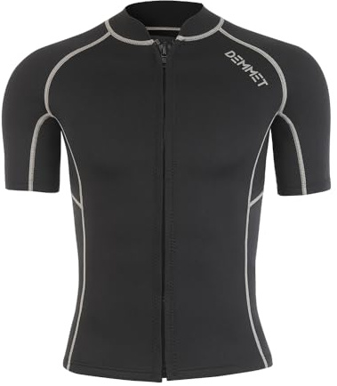 DEMMET Haut de Combinaison de Plongée Shorts de plongée 1.5mm-3mm Veste de Combinaison Manches Courtes de plongée Hommes Femmes Diving Short Short Sleeved Top (1.5MM Haut Homme, XL)
