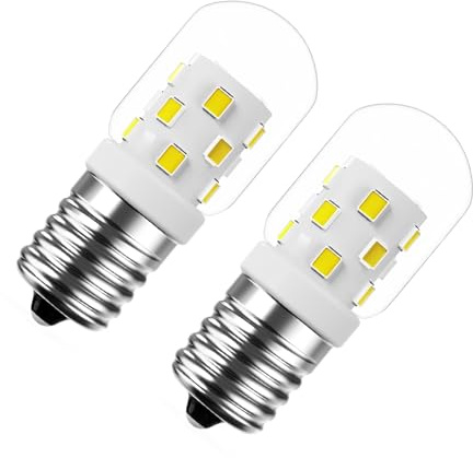 SORGTBL 120v E17 Base Microwave Led Light Bulb, 40W Equivalent Whrilpool Microwave Light Bulb,3w dimmable 400 Lumens, for Range Hood Refrigerator Stove, 2 Pack (6000K Daylight White)