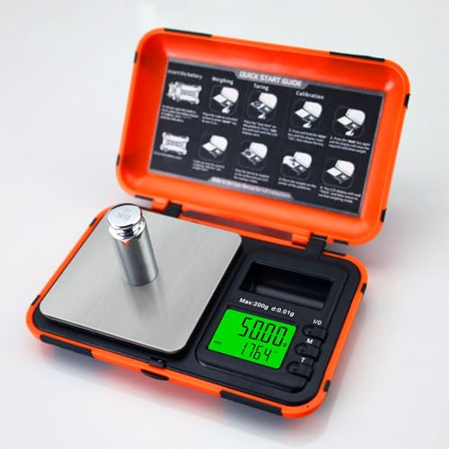 Digitale Taschenwaage, Präzision, 200 g/0,01 g mit 50 g Kalial-Gewichten, LCD-Display, digitale Waage, Mini-Schmuckwaage, Münzwaage für Gold/Silber/Edelsteine/Lebensmittel (Taschenwaage)
