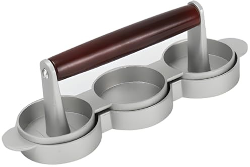 Prensa compacta para hamburguesas, para hacer hamburguesas con asa, 3 ranuras de madera de haya roja, mini para deslizadores, ideal para camping, picnic, hogar, cocina