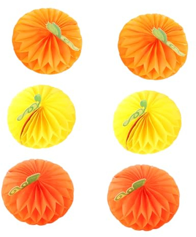 FUTUREORYY 6pièces Boule Nid Abeille Halloween Suspendue Décor Papier Couleur Citrouille pour Fête De Festival