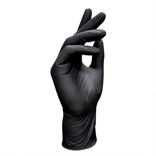 10-100 pezzi Guanti monouso in nitrile nero senza polvere in lattice for alimenti, cucina, pulizia, tinture for capelli, tatuaggi, lavori domestici(10pcs,XXL)