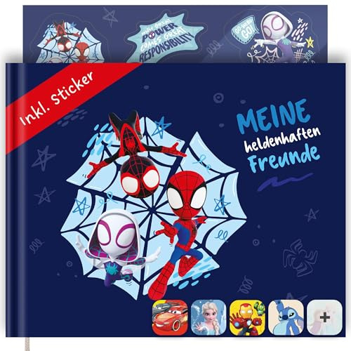 PRINTHOUSE Spidey Freundebuch Kindergarten Junge Inkl. Sticker - Offiziell Lizensiertes Marvel Produkt - Freundschaftsbuch Kindergarten Freundebuch Jungs Meine Kindergartenfreunde Buch DinA5