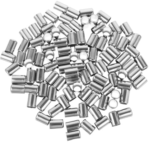Holibanna 100pcs Stainless Steel Hose Repair Ferrules High-Pressure Hydraulic Pipe Couplings Crimp Sleeves for Pneumatic and Sprayer Hose Connections Leak-Resistant Fittings