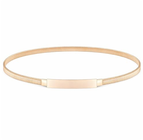 TIESOME Taillengürtel Damen, Metall Goldgürtel Verstellbarer Schmaler Gürtel Gürtel Gold Damen für Kleider Mode Slim Kleid Cinch Taillengürtel(Gold)