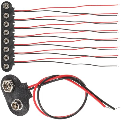 POPETPOP Connecteur de Pile 9 Volts Fil 6 CM, Lot de 50 Clips en Fer, Usage Bricolage et Connexion pour Supports Pile 9V, Adapté aux Applications Électroniques