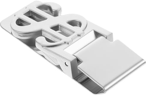 Pinza para Billetes de Acero Inoxidable Símbolo Dólar, 1 Pieza | Acabado Plata, Diseño Elegante de Doble Cara, Uso en Lugar de Billetera para Hombres y Mujeres