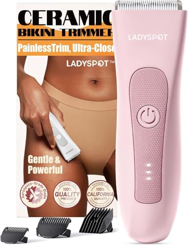 MANSPOT Rasoir Electrique Femme, Tondeuse Femme Intime avec 3 Têtes de Protection et de Lame en Céramique Remplaçables, Tondeuse Bikini pour Bras, Jambes, Aisselles | Rasoir électrique pour femme avec pointes arrondies pour zone intime et corps, étanche IPX7, pour peaux sensibles