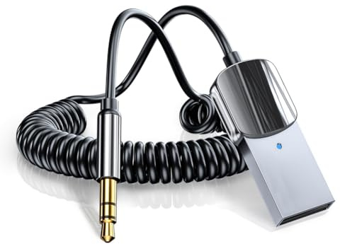 Jnchdghwa Adattatore Audio Musica Mic Bluetooth 5.0 Aux Ricevitore Wireless per Auto USB A Jack 3.5mm Kit Vivavoce per Auto Trasmettitore