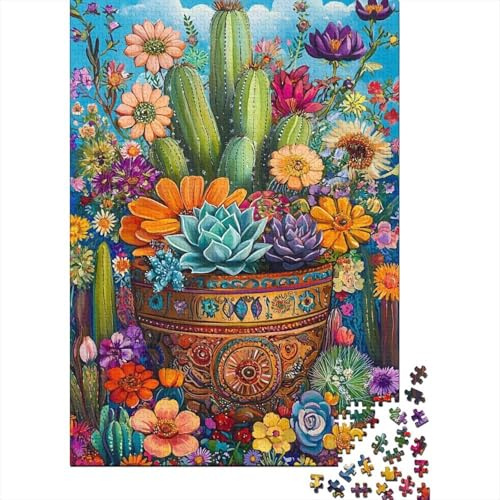 Succulent Cactus Garden 1000 Piece Jigsaw Puzzle Paper for Adults Colorful Flower Relaxing Gift