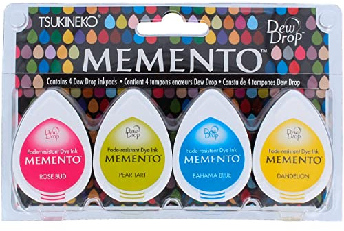 Tsukineko 4-teilig Beach Party Memento Stempelkissen Set, Synthetic Material, Mehrfarbig, 14.3 x 9.3 x 2.5 cm
