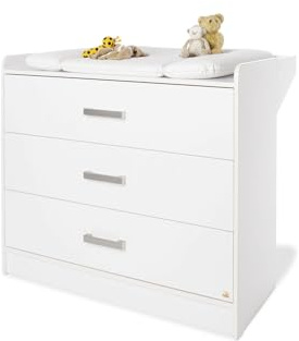 Pinolino Wickelkommode Viktoria breit, moderne, breite Wickelkommode, Wickelfläche 85 x 75 cm, Wickelhöhe 84 cm, Wickelansatz abnehmbar, weiß (Art.-Nr. 13 00 22 B)