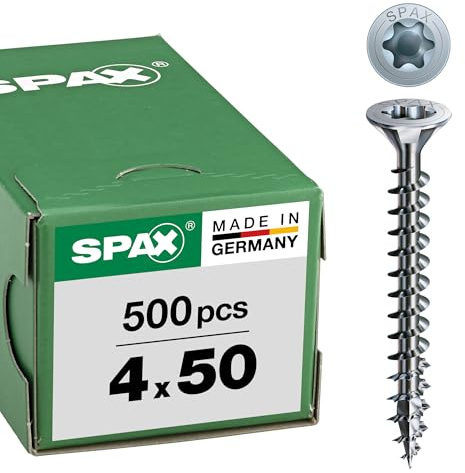 SPAX Universalschraube, 4,0 x 50 mm, 500 Stück, T-STAR plus, Senkkopf, Vollgewinde, 4CUT, WIROX A3J, 1191010400505