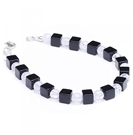 Armband aus Onyx & Bergkristall 925 Silber schwarz weiÃŸ Designerarmband Damen