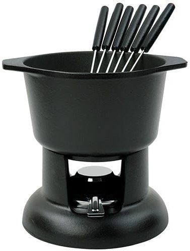 Chasseur Cast Iron Matt Black Fondue Set