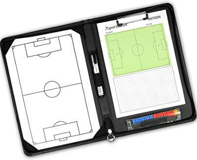 SPORTIKEL24 Taktikmappe Fußball – Profi-Trainermappe mit Magnet-Taktikboard, Stift & Notizblock – Coach-Board für Spielanalyse & Trainingsplanung