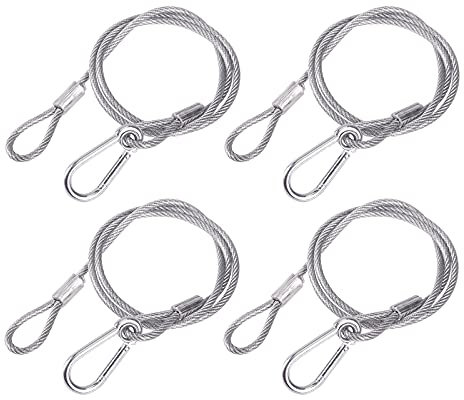 4Pack Stainless Steel Picture Hanging Wire Rope 4mm/0.157-85cm/33.46 Stage Light Safety Cables Lighting Safety Chains for Hanging Lights Dj Truss Lighting Clamp