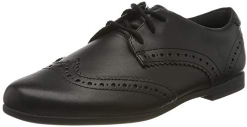 Clarks Scala Lace Y, Zapatos de cordones derby Niñas, Negro (Negro Black Leather Black Leather), 38 EU Ancho