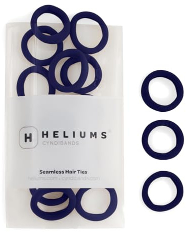 Heliums Small Navy Blue Seamless Hair Ties, 1 Inch Mini Sized Fabric Ponytai Holders, Soft and Stretchy Nylon Ponytail Holders for Kids and Fine Hair - 20 Hair Ties