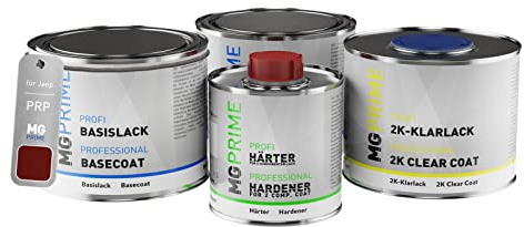 MG PRIME Autolack Dose Set für Jeep PRP Deep Cherry Red Crystal Pearl Grundlack Basislack 2K Klarlack Härter spritzfertig 1,75L