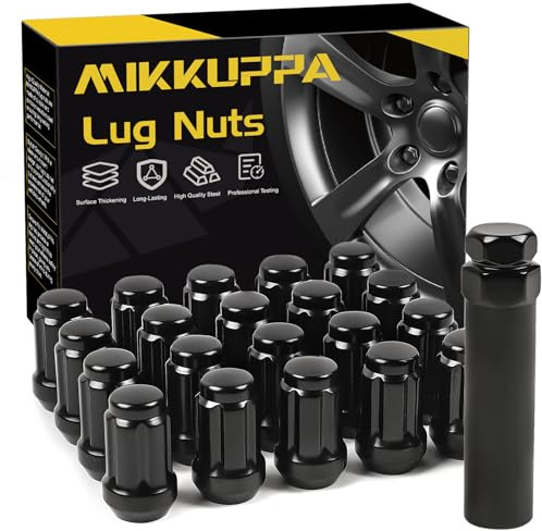 MIKKUPPA M12x1.5 Spline Lug Nuts - Replacement for 2006-2024 Honda Civic, 2003-2024 Accord, 1997-2024 CRV, 1983-2023 Toyota Camry, 1996-2023 RAV4 Aftermarket Wheel - Black 20pcs Closed End Lug Nuts
