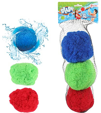 Toi-Toys Vattenbomber bollar set återanvändbara vattenbollar för vattenslag utomhus vatten mjuk boll (Ø 15 cm – 3 stycken)