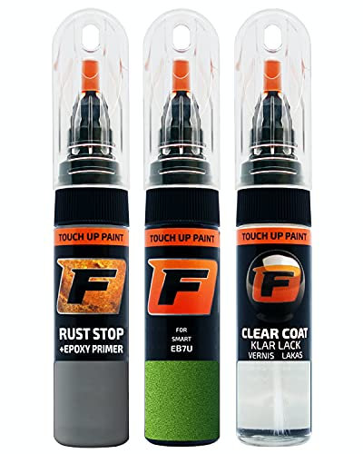 FIRANTO Lackstift Autolack Reparaturset für Smart EB7U Tridion Ev3-elektrogruen - 3-in-1 Autolack Kratzer Reparaturstift 15ml Grundierung, Klarlack