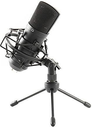 Fame Audio Vocal Starter Kit, Großmembran Kondensatormikrofon, Schwarz, 30-18.000Hz, 130dB SPL, 15.85mV/Pa, XLR 3 Pol, inklusive Spinne und Stativ, geeignet für Stimme und Heimgebrauch