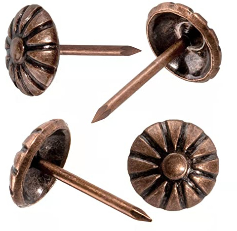 Homdire Upholstery Tacks for Decorative, Furniture Tacks Nails for Upholstery Decorative, 7/16 Inch Upholstery Nails for Furniture DIY Decorative, Daisy Upholstery Tacks Red Copper,100PCS