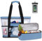 Bolsa grande de malla para la playa, bolsas de playa con enfriador aislado con cremallera, bolsa de picnic para piscina, 8 bolsillos para verano, camping, viajes, Azul / Patchwork, X-Large