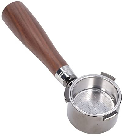 Portafiltro Espresso 51 mm Aluminio con Mango Madera Maciza Fácil Limpieza para Uso Doméstico Profesional