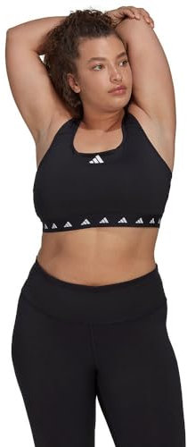 Adidas Womens Workout Bra - Medium Support Powerreact Training Medium-Support Techfit Bra (Plus Size), Black, HN7282, 3X