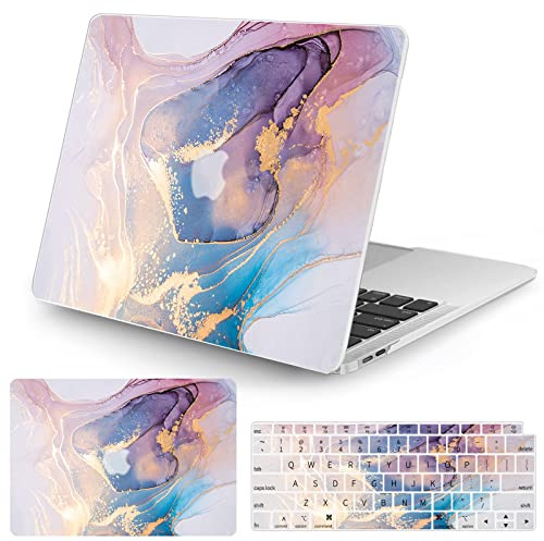 Vozehui Hülle Kompatibel mit MacBook Air 13,6 Zoll 2022 Release A2681 M2 mit Touch ID, Marmormuster Design Schlanke Schutzhülle aus Kunststoff Hartschale & Tastaturabdeckung mit Air 13,6 Zoll