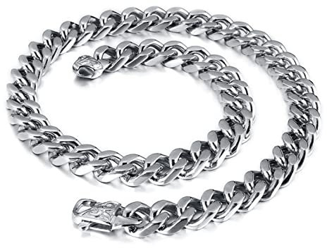 Dsnyu Herren Ketten, 55CM Kette Lang, Silber Charm Kette Edelstahl für Freund Breit 12MM