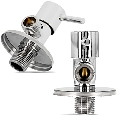 Eckventil Griff Eckregulierventil Keramik Kopf 1/2'' x 3/8'' Armaturenanschluss Wandanschluss Kalt Warmwasser Messing Verchromt Schlauchanschluss Waschbecken