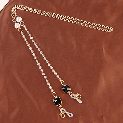 Brillenkette Minimalistischer Stil, Quadratische Perlenkette, Brillenkette, Lanyard, Lesebrillen, Damen-Accessoires, Sonnenbrillen, Halteriemen, Kordeln, Schwarz