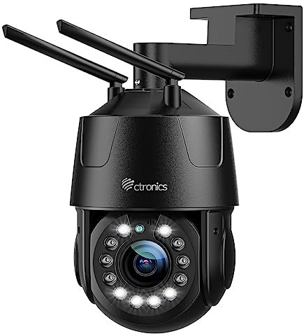 5X Optischer Zoom Ctronics 4K 8MP Überwachungskamera Aussen WLAN, 2,4/5GHz WiFi IP Kamera Outdoor Personen/Fahrzeug/Tiererkennung Automatische Verfolgung 50M Farbnachtsicht 2-Wege Audio 355°90° IP66