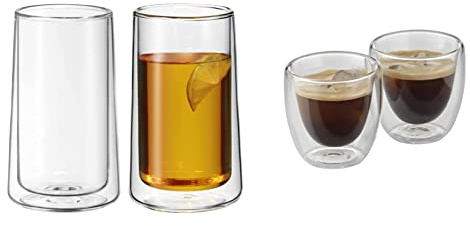 WMF SmarTea Doppelwandige Latte Macchiato Gläser Set 2-teilig & Kult Espressogläser Set 2-teilig, Tassen 80ml, Schwebeeffekt, Thermogläser, Hitzebeständige Espresso Gläser