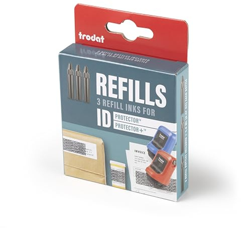 Trodat - Ricarica di Inchiostro per Timbri Rullo ID Protector e ID Protector+ per la Protezione Contro il Furto di Identità, dei Dati Personali e della Privacy, 3 Flaconi Refill