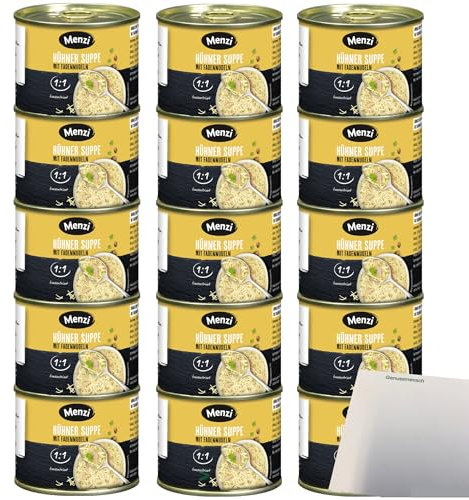 Menzi Hühner Suppe mit Fadennudeln 3er Pack (15x200ml Dose) + usy Block