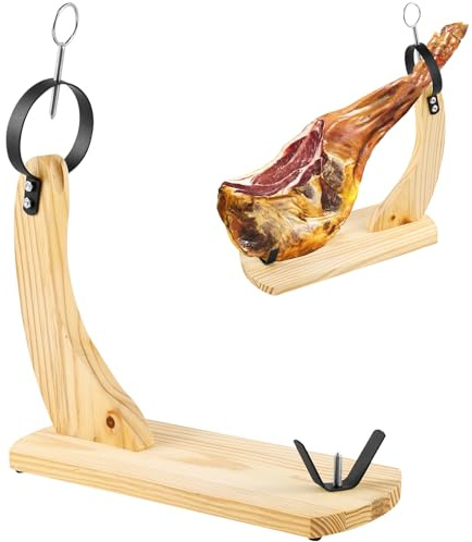 GLMFAN Ham Stand Wooden Ham Holder with Non-Slip Pads Professional Prosciutto Carving Stand Stable Sturdy Ham Rack for Carving Spanish Hams and Italian Prosciutto 14.96x6.69x16.93inch(No Ham)