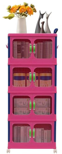 gegeweeret Aufbewahrungsbox mit 4 universelle Räder,Boxen Aufbewahrung Plastikbox mit Deckel,Durchsichtigen TüRen,Platzsparend,für Bequem Spielzeug, BüCher, Kleidung, BettwäSche, Snacks