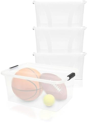 BigDean 3er Set Aufbewahrungsbox mit Deckel transparent - 32L + Clipverschluss - Stapelbox Ordnungsbox Clipbox Lagerbox Box mit Deckel Storage Boxes - Klarsichtbox mit Deckel – stapelbar