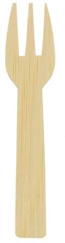 Monouso | 50 Tenedores de Bambú Mini, 7,5 | Cucharas de Madera, Cubiertos Desechable, Resistentes, Biodegradables, Sostenibles