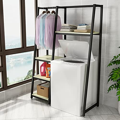 Generisch 4-stufiges Lagerregal über der Waschmaschine, über der Toilette mit Kleiderstange, platzsparend, für Badeutensilien, Pflanzen, Bücher