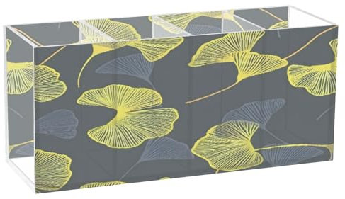 Ginkgo Biloba-Blätter, goldener Acryl-Stifthalter mit 4 Fächern, Stiftebecher, Make-up-Pinselhalter, Organizer