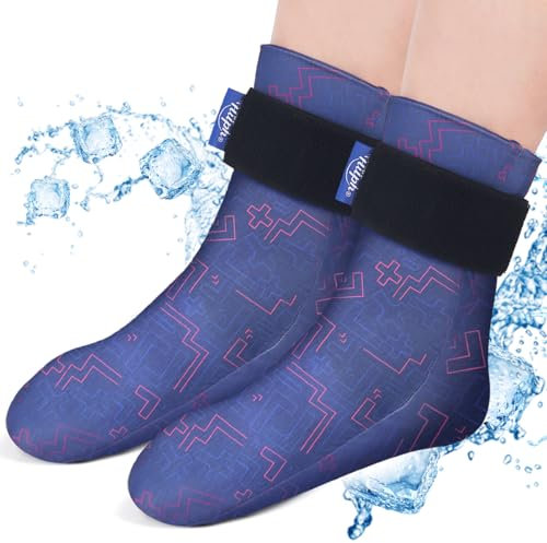 Hilph Kühlsocken Füße Kühlpads für Schwellungen, Heiße und Kalte Therapeutische Fußkühler Kühlhandschuhe Chemotherapie Kühlschuhe Füße Neuropathie, Chemo, Plantarfasziitis - 1 Paar, Blau