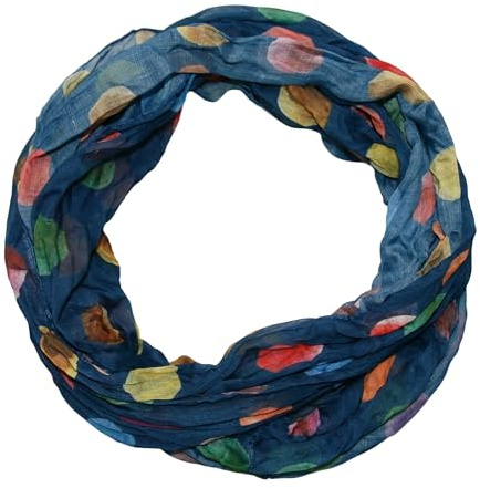 beybey® Damen Seide Loop Schal in herrlichen Farben und ein Batik Punkte Loopschal zum Verlieben Seidenschal (dx marine)